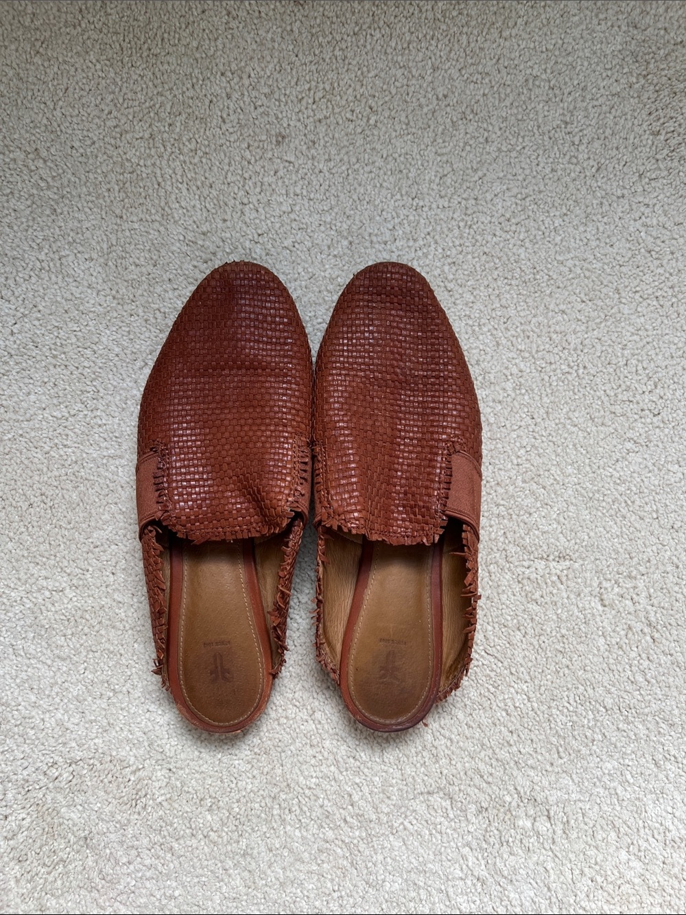 Frye Women’s Woven Slip-On Loafers in Cognac Brown